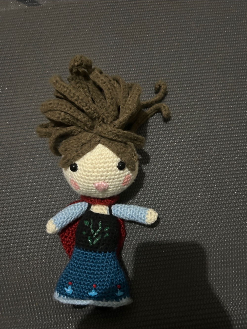 Elsa Crochet Doll with Brown Hair and Blue Dress - Brand Unspecified